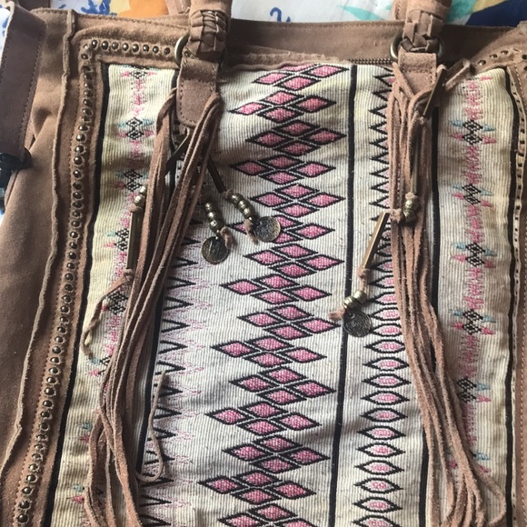 - GORGEOUS free people sling purse leather India tapestry fabric - Picture 4 of 10